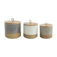 thumbnail image 1 of 3R Studios White Stoneware Canister with Wood Lid and Leather Loop, 1 of 2