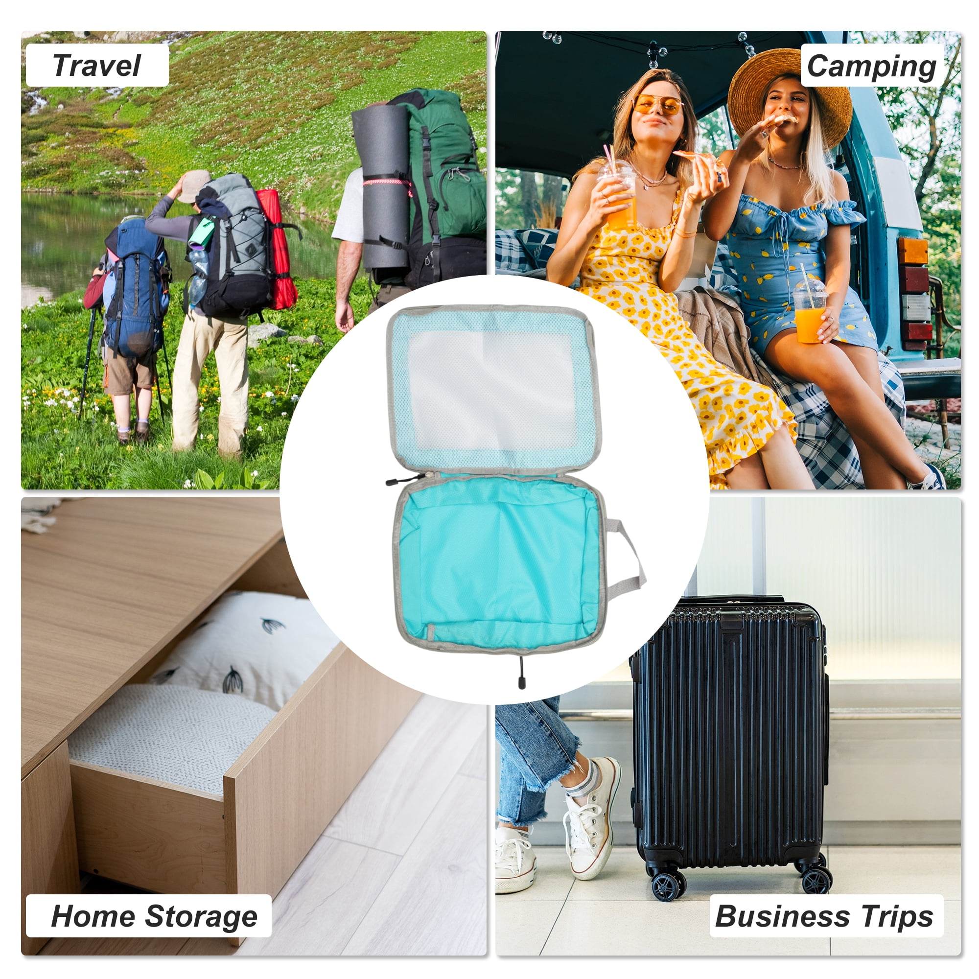 Unique Bargains Durable Mesh Packing Cube 1 Piece Sky Blue 11.81"x4.72"x14.96"