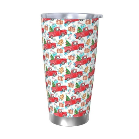 

Matuu Watercolor Red Truck And Fir Tree for 20oz Durable Thermal Cups Keep Drinks Cold and Hot Insulated Car Mug with Lid-Without Straw