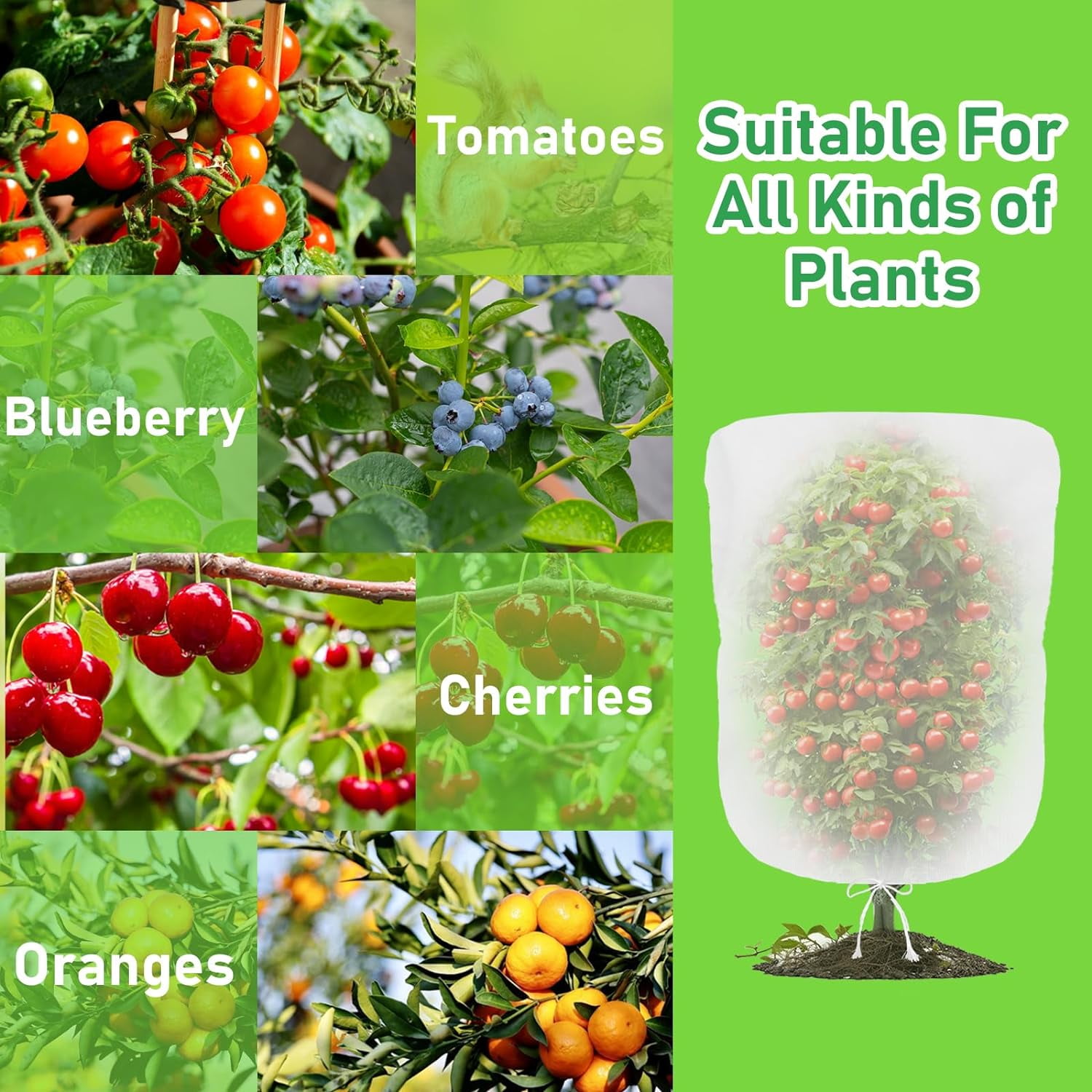4 Pcs Garden Plant Fruit Tree Bird Netting Protection Blueberry Bushes Netting Covers Bags with Drawstring, 4 x 4.6 ft Shrubs Bush Tomato Strawberry Berry Barrier Mesh Cover Net Protector