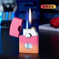 thumbnail image 3 of Grinding Wheel Butane Torch Lighter | Double Flame Windproof Adjustable | Open Flame & Direct Blue Flame | Refillable Visible Window | Compact Aluminum Alloy 6x4.1x1.6cm | 1-Pack, 3 of 8