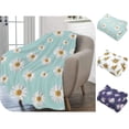 thumbnail image 6 of Daisy Throw Blanket, Flower Throw Blanket for Couch Bed, Floral Gifts Blanket for Women, Lightweight Cozy Soft Flannel Fleece Push Blanket for Adult Kids, Printed Blanket ,Blue and White(30"x40"), 6 of 8