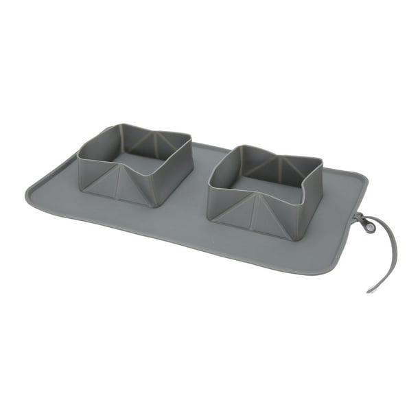 Cuenco portátil para perros MatSilicone, cuenco doble para perros, gatos, alfombrilla para comida para mascotas, cuenco doble de silicona, alfombrilla para perros, experiencia incomparable Jadeshay A