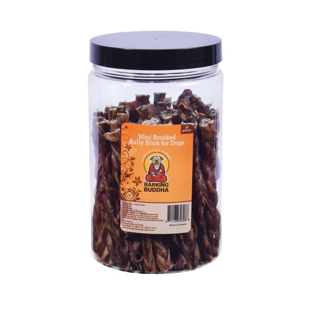 Barking Buddha 4" Mini Braided Bully Stick Grain Free Small Breed Beef