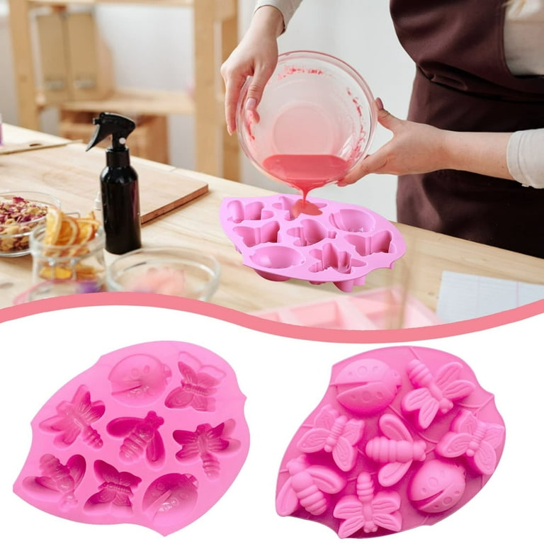 Amousa Flower Insect Soap Molds for Soap Making 3D Floral Silicone Molds for Handmade Soaps Bath Bombs, Adult Unisex, Size: One size, Pink