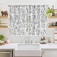 thumbnail image 2 of Gray Flowers Kitchen Curtains 72 Inch Length, Farmhouse Pastoral Vintage Plants Branches Grommet Top Bedroom Living Room Curtains, Light Filtering Cafe Curtain Drapes 2 Panels Set 104''x72'', 2 of 9