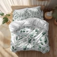 thumbnail image 2 of Watercolor Leaf Duvet Cover Set Twin Size Eucalyptus Leaves Green Botanical Soft Lightweight Comforter Covers 4 Piece Bedding Set with 1 Duvet Cover 1 Bed Sheet & 2 Pillow Shams, 2 of 8