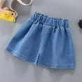 thumbnail image 4 of XBASW Baby Kids Girls Jean Shorts Summer Wide Straight Leg Denim Shorts Toddler Loose Floral Shorts with Pockets 2-12 Years, 4 of 8