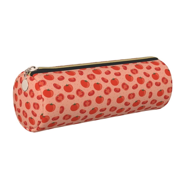 Disketp Tomato Estuche Organizador de Lápices de Cuero, Estuche de Oficina con Cremallera para Bolígrafo y Lápiz