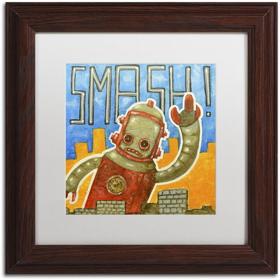 Trademark Fine Art 'Smash!' Canvas Art by Craig Snodgrass, White Matte, Wood Frame
