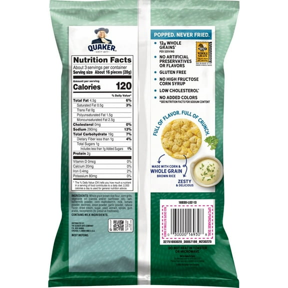 Quaker Buttermilk Ranch Flavor Rice Crisps - 3.03 oz