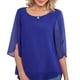 thumbnail image 3 of Camisa de blusa de gasa para mujer,Top de gasa de media manga con cuello redondo para mujer Camiseta de gasa para mujer Artesanía superior, 3 of 5