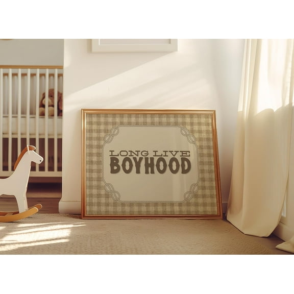 Miluva Long Live Boyhood Western Nursery Print Cowboy Baby Room Decor Rustic Vintage 24X18 Horizontal Wall Art Decor For Living Room Bedroom, 8x12 UNFRAMED