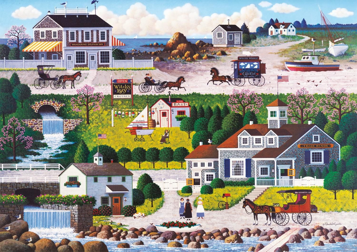 Buffalo Games - Charles Wysocki - Cricket Hawk Harbor - 300 Piece Jigsaw Puzzle