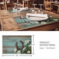 thumbnail image 3 of Placemats 1 Pack, Daisy Flower Woven Placemat, Linen Place Mats for Kitchen/Dining Tables, Vintage Horseshoes Farmhouse Wooden Grain Teal Washable Table Mats for Party, 3 of 8