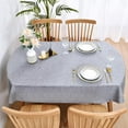 thumbnail image 5 of Faux Linen Oval Tablecloth Heavy Duty Wrinkle Resistant Fabric Table Cloths 60 x 84 Inch Grey Farmhouse Rustic Table Cover for Kitchen Dining Indoor Outdoor Tabletop Decoration, 5 of 6