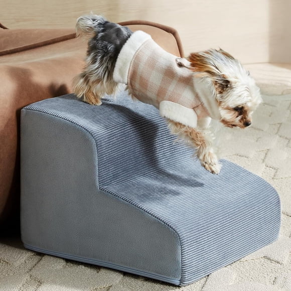 Escaliers pour Petits Chiens, Rampe pour Chien à 2 Marches pour Canapé, Escaliers pour Animaux avec Mousse de Soutien Élevé et Fond Antidérapant, Marches pour Chat et Toutou (33 cm de Hauteur)