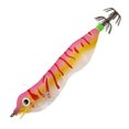 thumbnail image 2 of Señuelos de pesca con anzuelo de anzuelos de calamar con cebo de camarón de madera luminosa LED de 103mm (rosa), 2 of 3