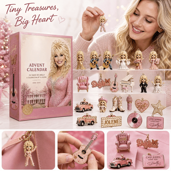 Dolly Advent Calendar Country Musical Countdown Calendar,24 Pcs Collectible Ornaments for Christmas Festival,Gift for Country Music Fans Lovers