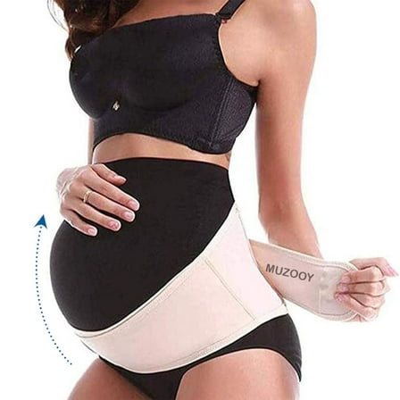 MUZOOY Women's Maternity Belt 2.0, Pregnancy Belly Band Antepartum Abdominal Back Support Universal Size Beige