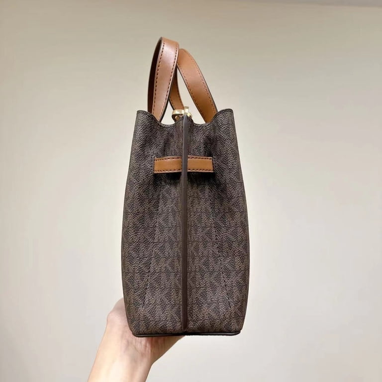 MICHAEL KORS 35H0GU5S1B EMILIA SMALL LOGO SATCHEL IN BROWN 