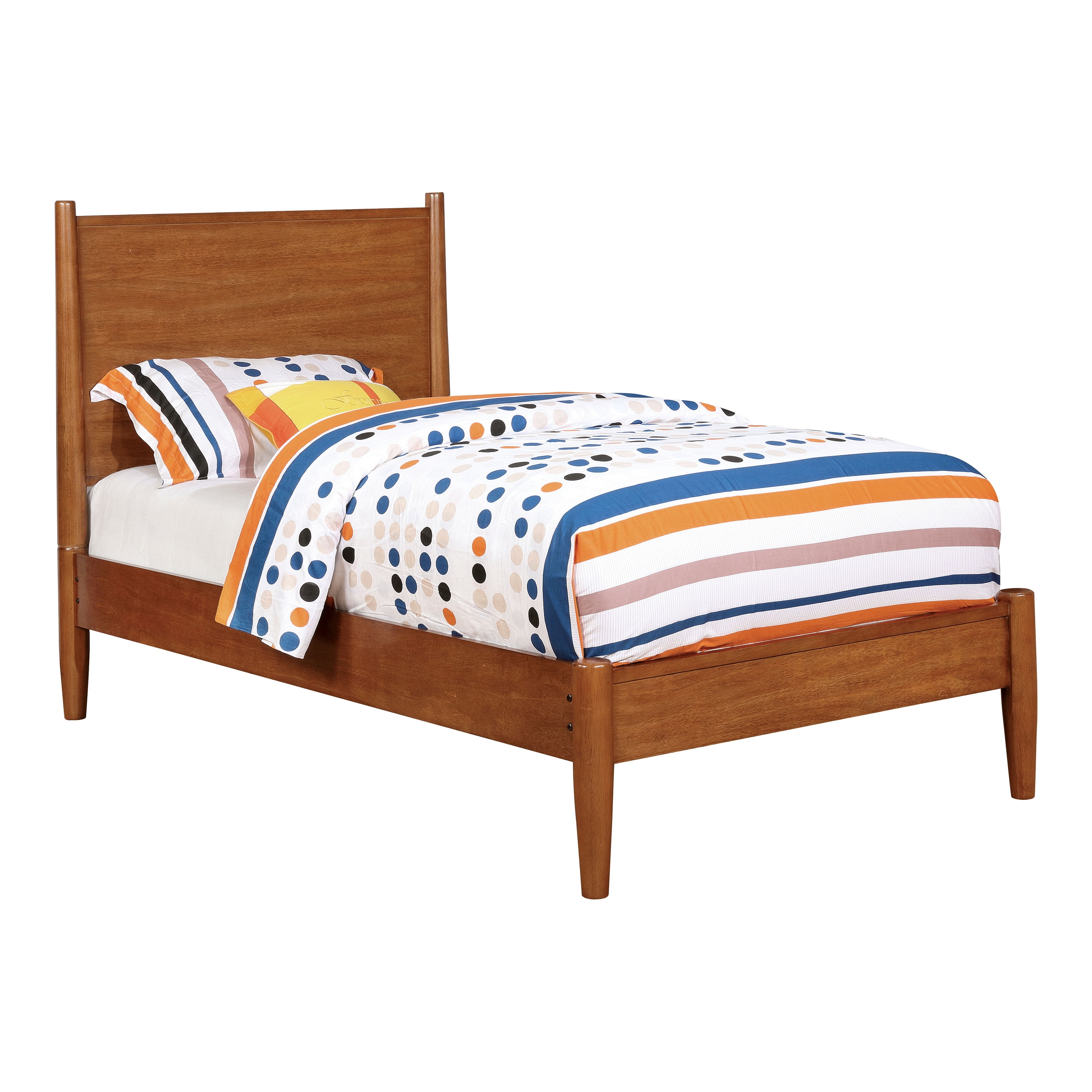 Furniture of America Farrah Mattress Ready Wood Oak Twin Kids Bed
