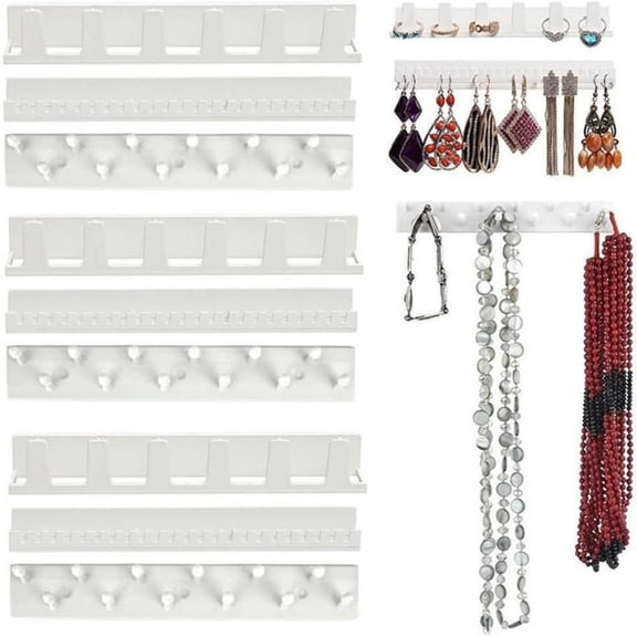 Apeya Wall Mounted Jewelry Organizer Necklace Holder Storage Hooks Jewelry Display Rack Adhesive Hanging Jewelry Hanger for Rings Bracelets and Necklaces