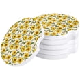 thumbnail image 1 of RYLABLUE Hand Drawn Sunflower and Butterfly Set of 4 Car Coaster for Drinks, Absorbent Ceramic Stone Coasters Cup Mat with Cork Base for Home Kitchen Room Coffee Table Bar Decor, 1 of 5