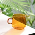 thumbnail image 5 of ABCISI Amber Glass Coffee Mugs Set of 2-10 oz Glass Stackable Coffee Cups with Handle - Colored Tea Cups Drinking Glasses for Espresso, Cappuccino, Latte, Tea, Milk, 5 of 6