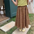 thumbnail image 2 of Zwiiyzr 2-11Y Floral Long Skirt For Girls Toddler Kids Teens A-Line Maxi Skirts Spring And Summer Temperament Flare Loose Umbrella Skirt Brown, 2 of 2