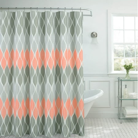 Clarisse Faux Linen Textured Shower Curtain With 12 Metal Rings