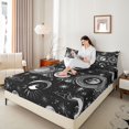 thumbnail image 4 of Homewish Boho Sun Moon Bed Sheets,Bohemain Tribal King Sheets,White Black Sheet Set For Kids,Ultra Soft Home Decor,4 Pieces, 4 of 7