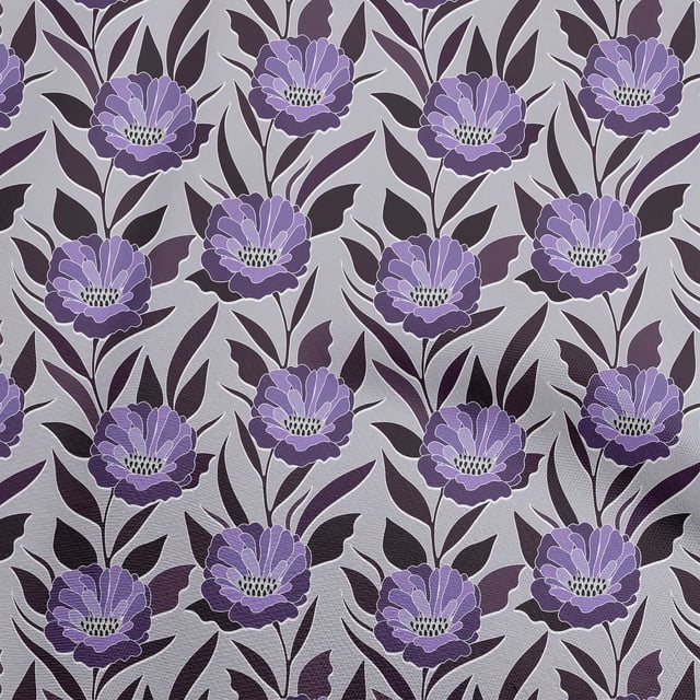 oneOone Tissu Popeline de Coton Violet Floral Rétro Matériel de Robe Tissu Imprimé Tissu au Mètre 56 Pouces de Large