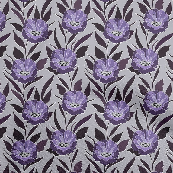 oneOone Cotton Jersey Purple Fabric Floral Retro Craft Projects Decor Fabric Printed By The Yard 58 Inch Wide