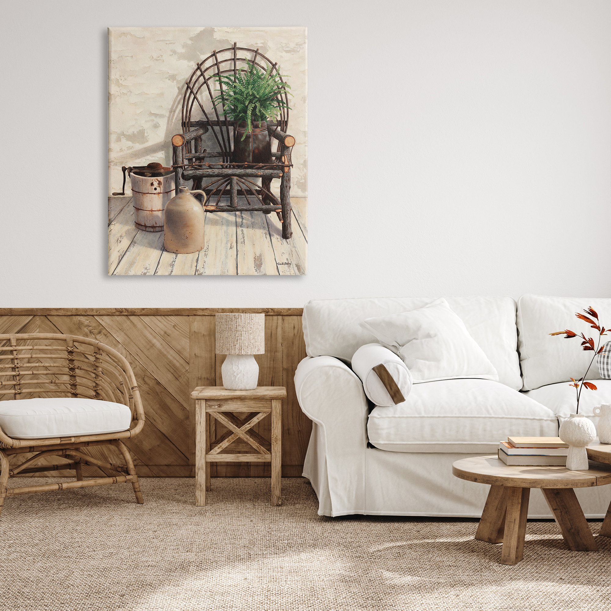Stupell Industries Comfortable Porch Chair Still Life Rural Plant Painting Gallery Wrapped Canvas Print Wall Art, Design by Cecile Baird