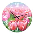 thumbnail image 2 of Designart 'Field Of Pink Tulips' Traditional Wall Clock, 2 of 5