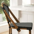 thumbnail image 3 of Merrick Lane Set of Two Stacking French Bistro Bar Stools with Black and White PE Seats and Back and Bamboo Finished Metal Frames for Indoor/Outdoor Use, 3 of 12