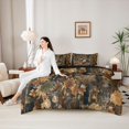 thumbnail image 4 of Castle Fairy Teens Woodland Deer 7-Piece Twin Bedding,Autumn Maple Leaf Branches Bedding Comforter Set,Brown Tan Cream,Black Reversible, 4 of 7