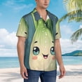 thumbnail image 2 of KLL Men's Hawaiian Shirt Short Sleeve Button Down Beach Shirts-Adorable Kawaii Fennel Character, 2 of 5