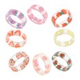 thumbnail image 4 of 8pcs Fruit Pattern Resin Rings Creative Rings Ladies Girls Lemon Strawberry Ring, 4 of 8