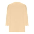 thumbnail image 5 of UAMVSH 3/4 Sleeve Shirts for Women Casual V-Neck Loose Fit Dressy Blouses Soft Vacation Work Tunic Tops Ladies Trendy Outfits(X-Large,Beige 1), 5 of 6