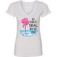thumbnail image 3 of Inktastic Not Going to Deal with This Today Sleeping Flamingo Women's V-Neck T-Shirt, 3 of 5