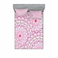 thumbnail image 2 of Ambesonne Mandala Fitted Sheet & Pillow Sham Set, Leaf Like Circled Pattern, Twin, Hot Pink Magenta, 2 of 3