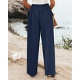thumbnail image 7 of Mohiass Wide Leg Dress Pants for Women Business Casual Elastic Waist Comfy Work Pants Baggy Lounge Pants Trousers with Pocket Navy M, 7 of 7