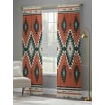 thumbnail image 4 of Aztec Tribe Sheer Curtains 96 Inches Long 2 Panels Rhombus Geometric Abstract Art Pattern Light Filtering Semi Sheer Window Curtains Drapes for Bedroom Living Room 52"x96", 4 of 7