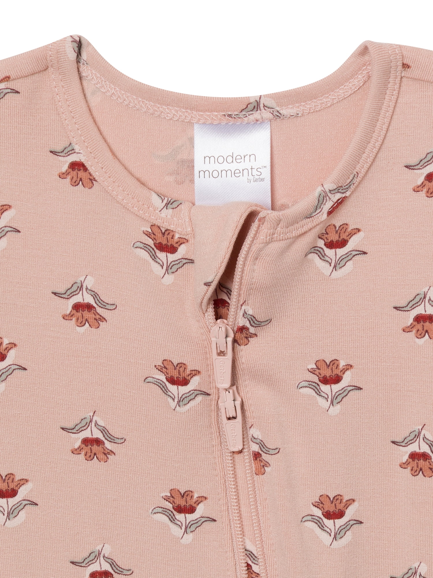 Modern Moments by Gerber Neutral Two-Way Zip Viscose Sleep ´N Play Footed Pajama , Sizes Newborn - 6/9 Months