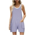 thumbnail image 1 of IROINID Femmes Léger Court Rompers, Femmes Été Confortable Bretelles Décontractée Respirant Shorts de Poche Shorts de Combinaison Pourpre M, 1 of 6