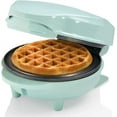 thumbnail image 2 of Jinsinto Mini waffle maker for classic waffles, Small waffle maker with non-stick coating, for children's birthdays, family celebrations, Easter or Christmas, Retro design, Col.: mint, 2 of 5