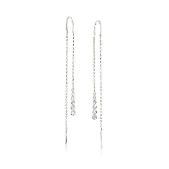 Ross-Simons 0.25 ct. t.w. Bezel- Set Diamond Threader Earrings in Sterling Silver, Women's, Adult