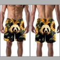 thumbnail image 3 of luoweisi Men's Beach Shorts Quick Dry Swim Trunks with Mesh Lining Panda Sunflower L, 3 of 5